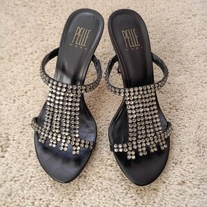 Pelle Moda Kassie Black Rhinestone Stiletto Heels Size 7.5M